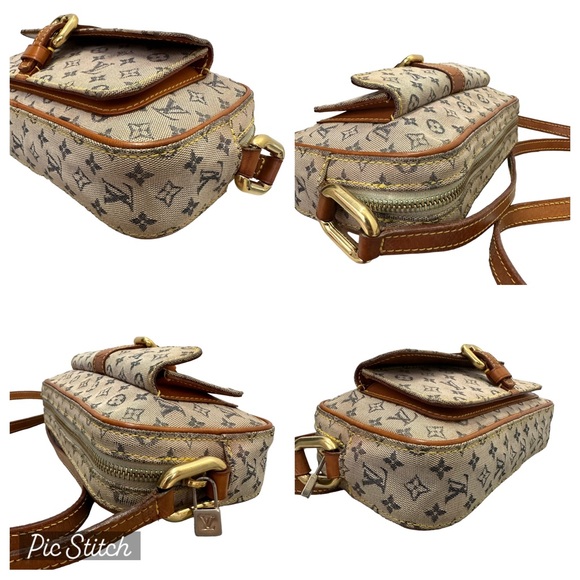 Louis Vuitton Mini Lin Juliet Shoulder Crossbody Bag Monogram Tan Gray Navy - Picture 14 of 17